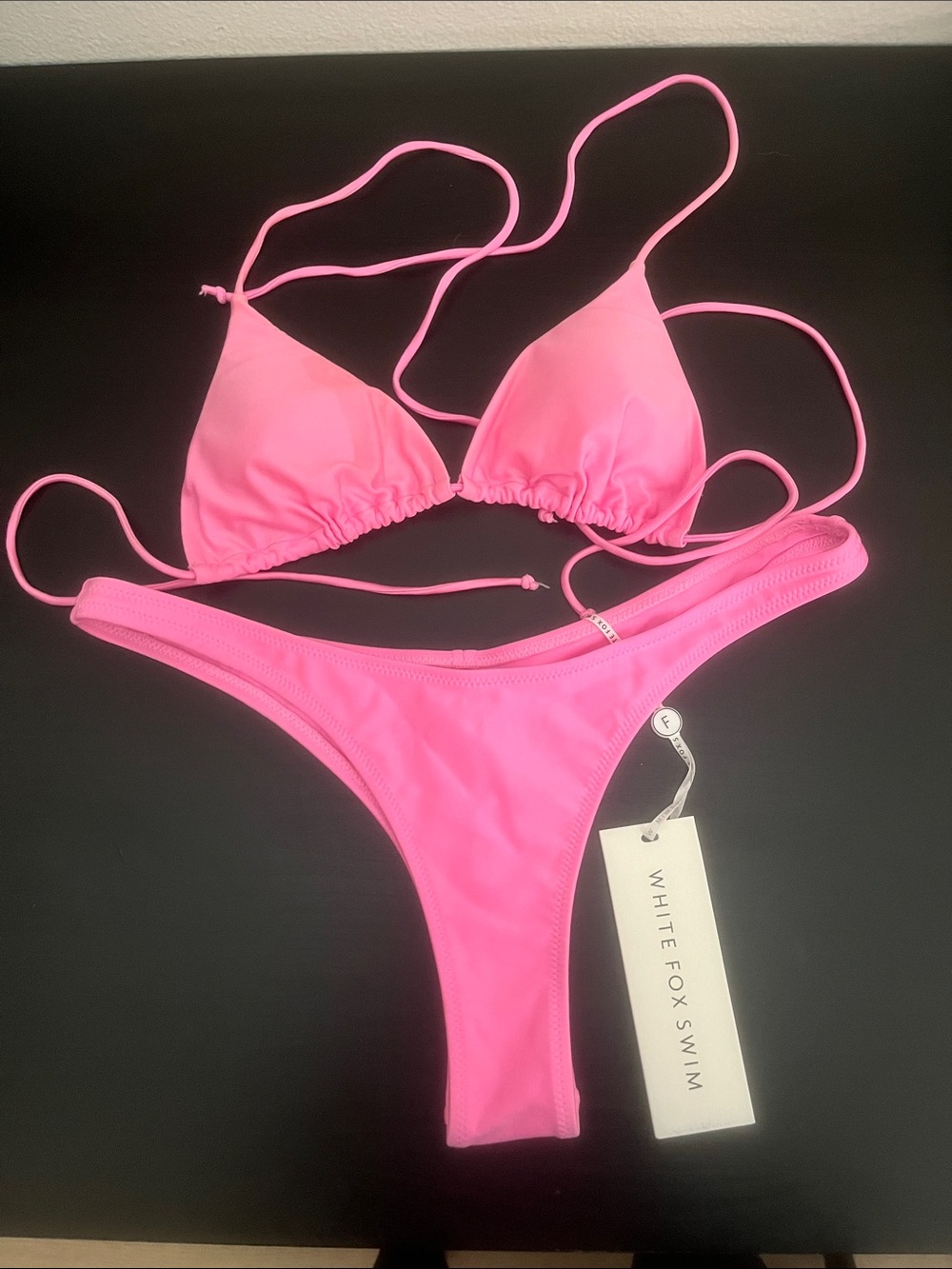 White Fox Boutique Hot Pink String Bikini Set
